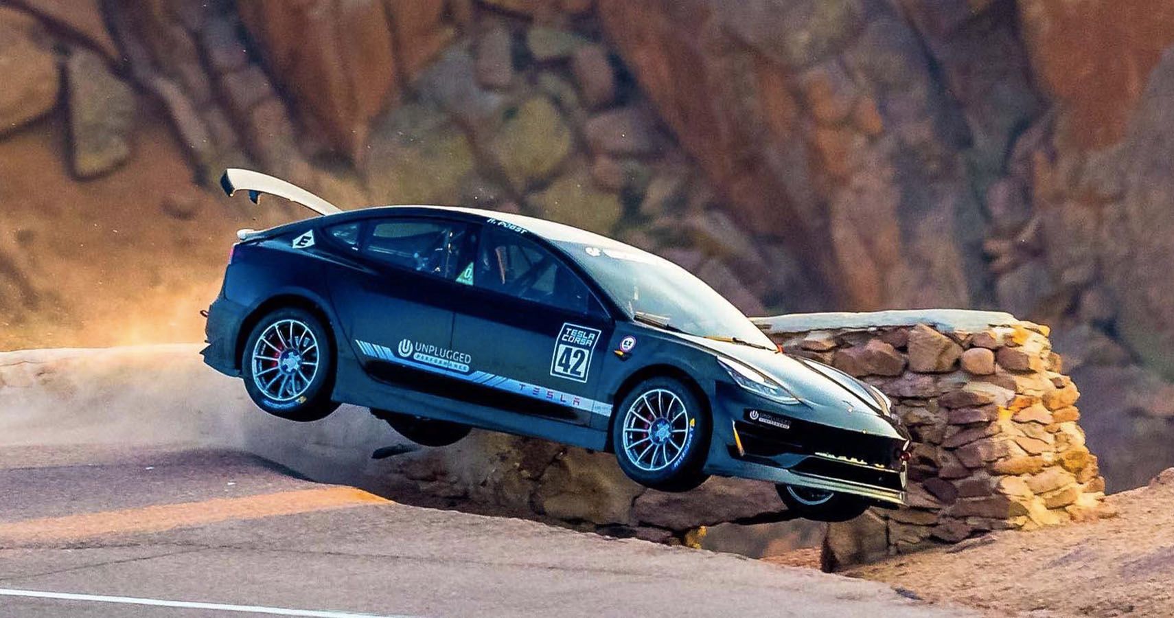 Watch A Tesla Model 3 Dominating Pikes Peak Before Spectacular Crash