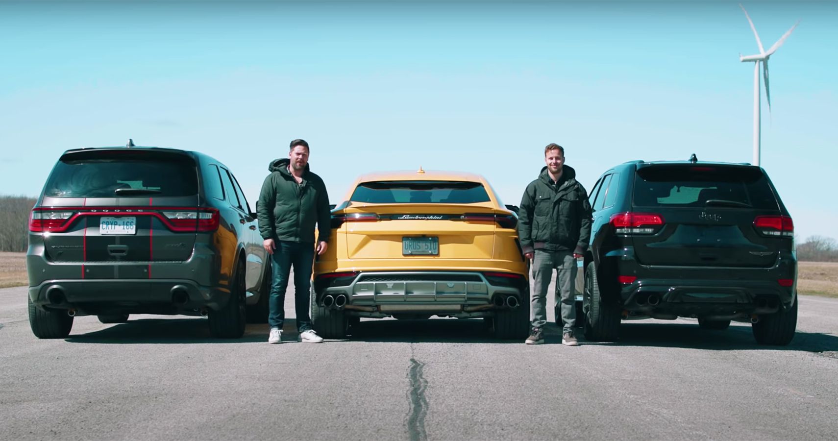 Watch Durango Hellcat vs Trackhawk vs Urus Three Way Super SUV Race
