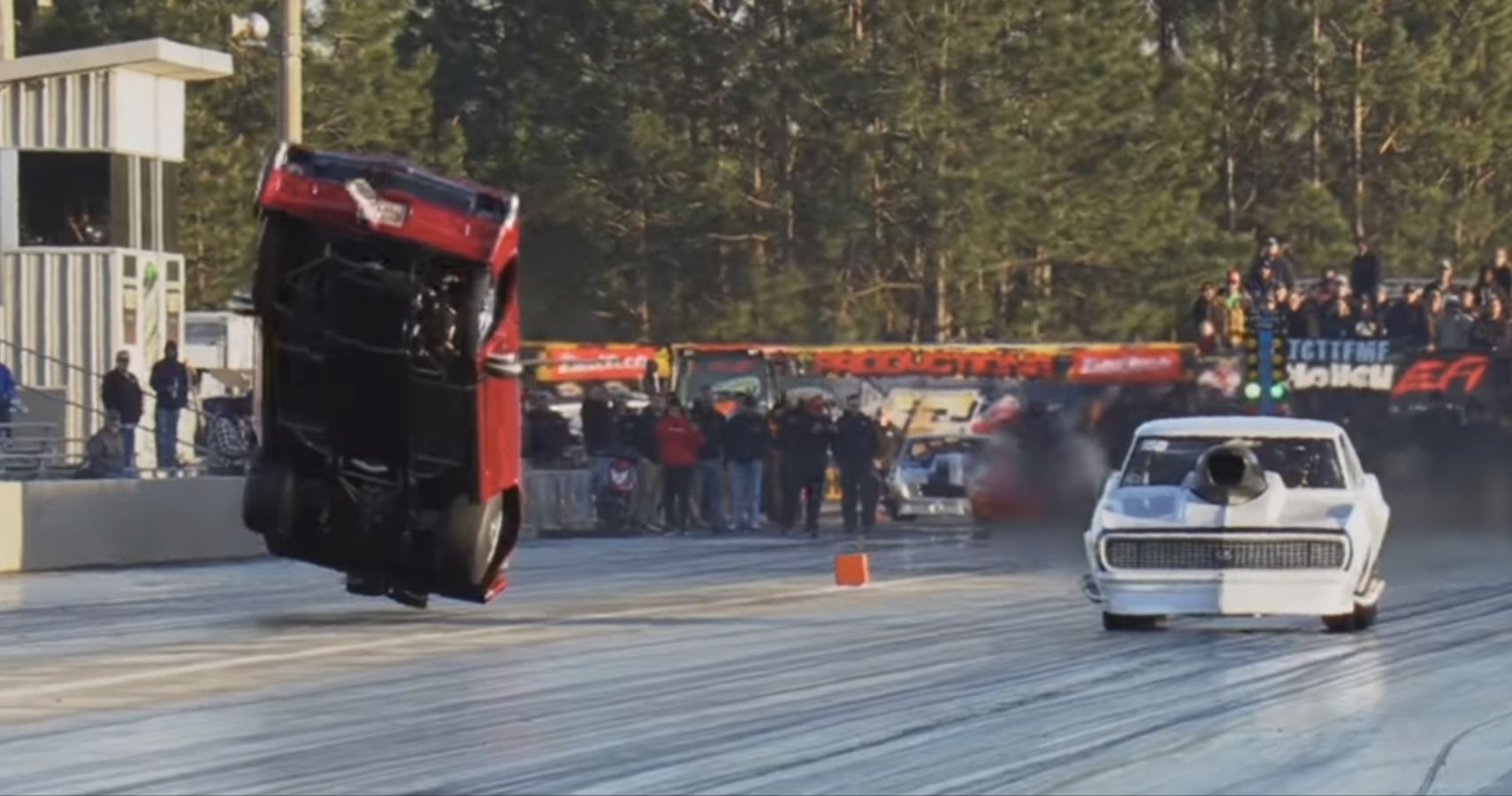 Driver OK After Drag Car Takes Flight And Hits A Wall At Sweet Sixteen 4.0